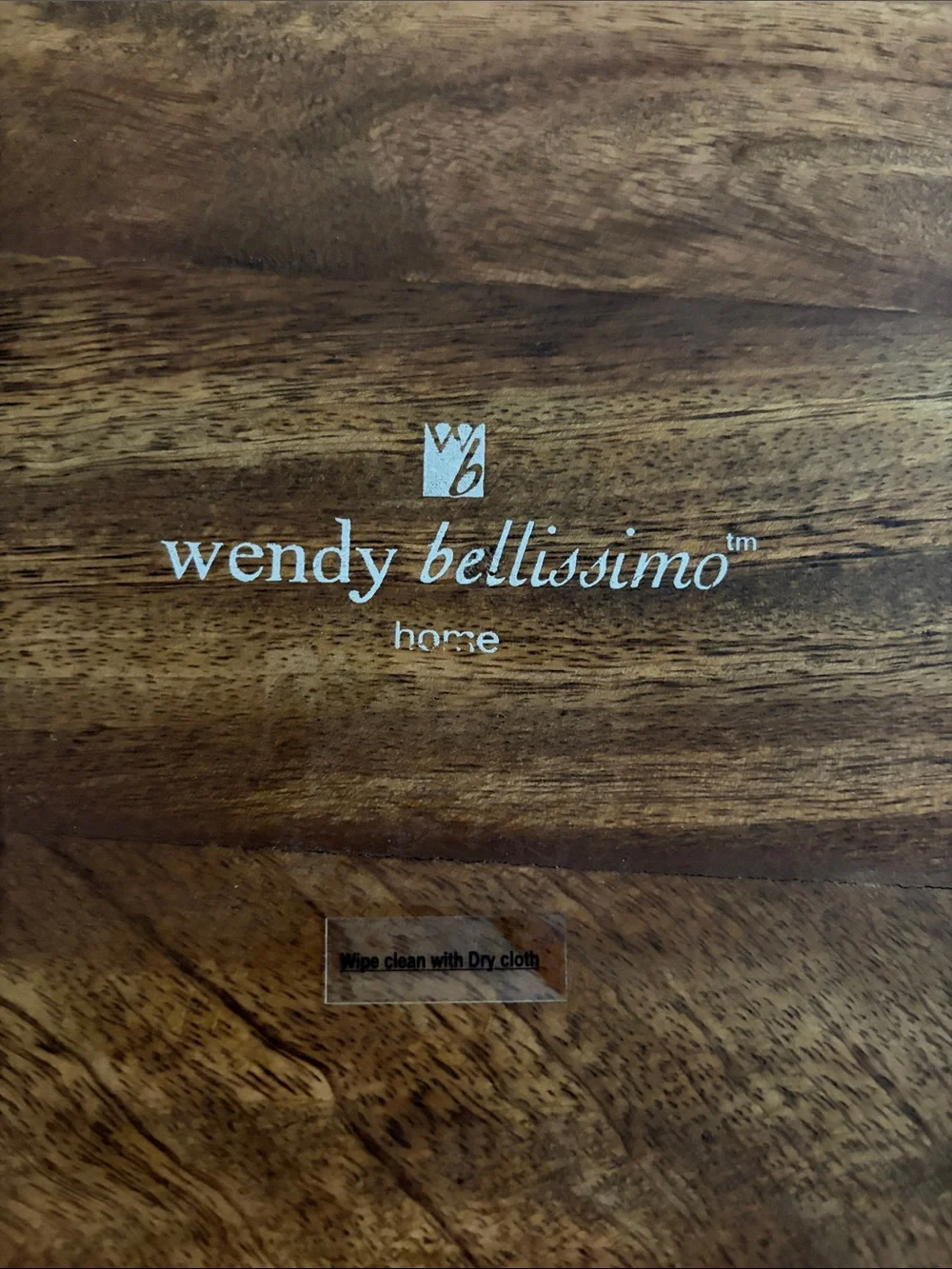 Wendy Bellissimo Wooden Round Serving Tray with Metal Handles - Brown